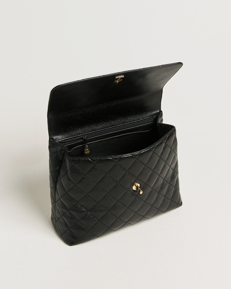 Homme | Pre-Owned & Vintage Bags | Chanel Pre-Owned | Kelly Top Handle Bag Caviar Black
