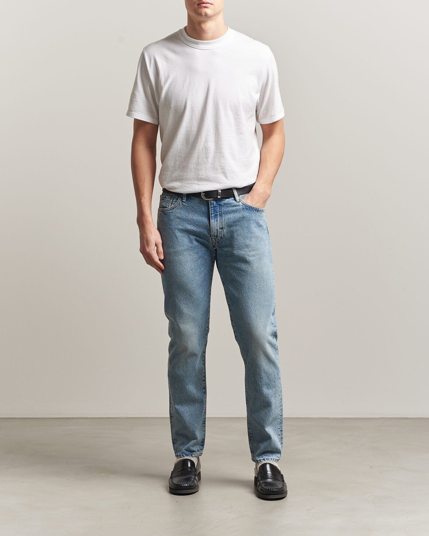 Heren | Broeken | EDWIN | Regular Tapered Jeans Used Light Blue