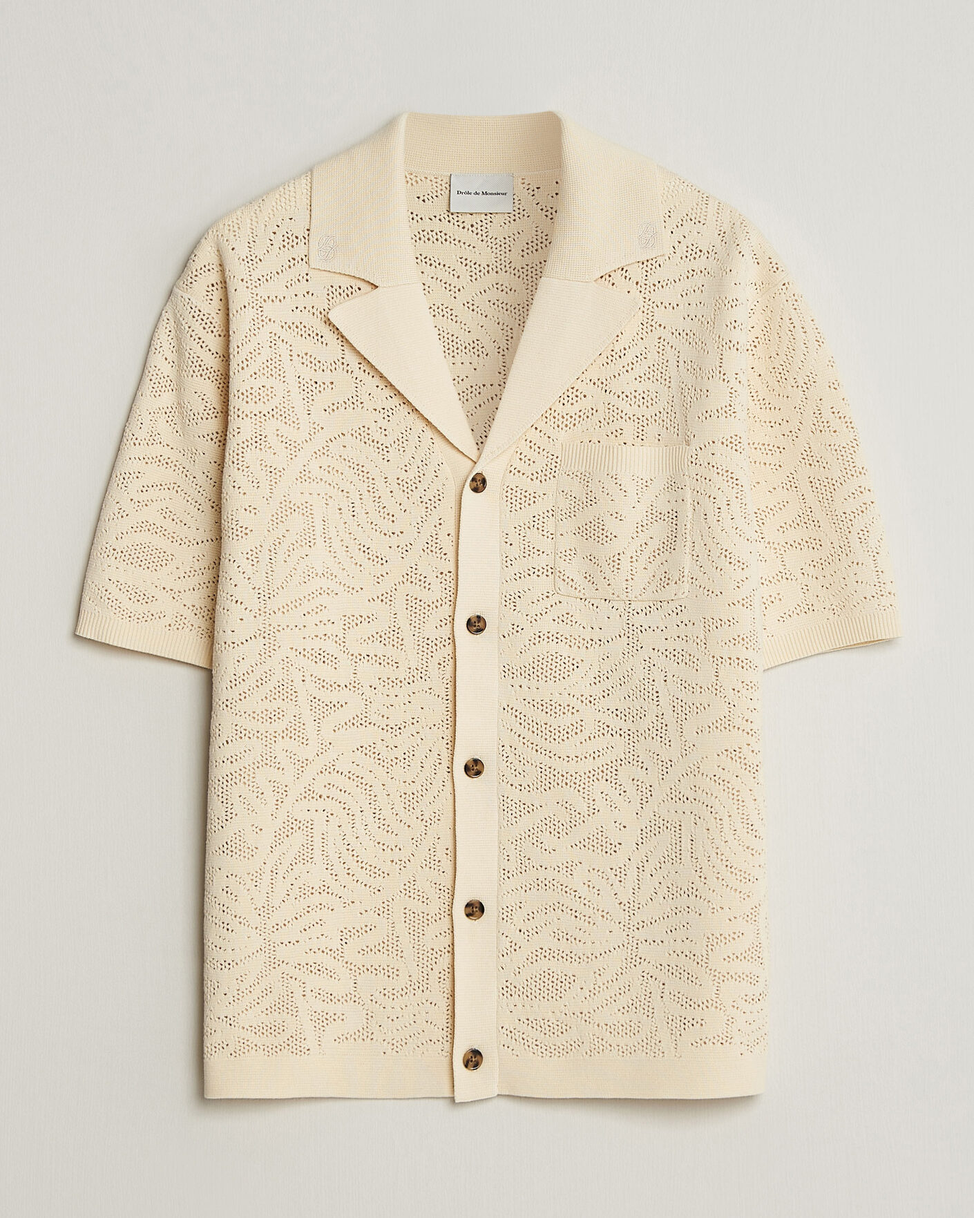 Heren | Overhemden | Drôle de Monsieur | Knitted Resort Shirt Off White