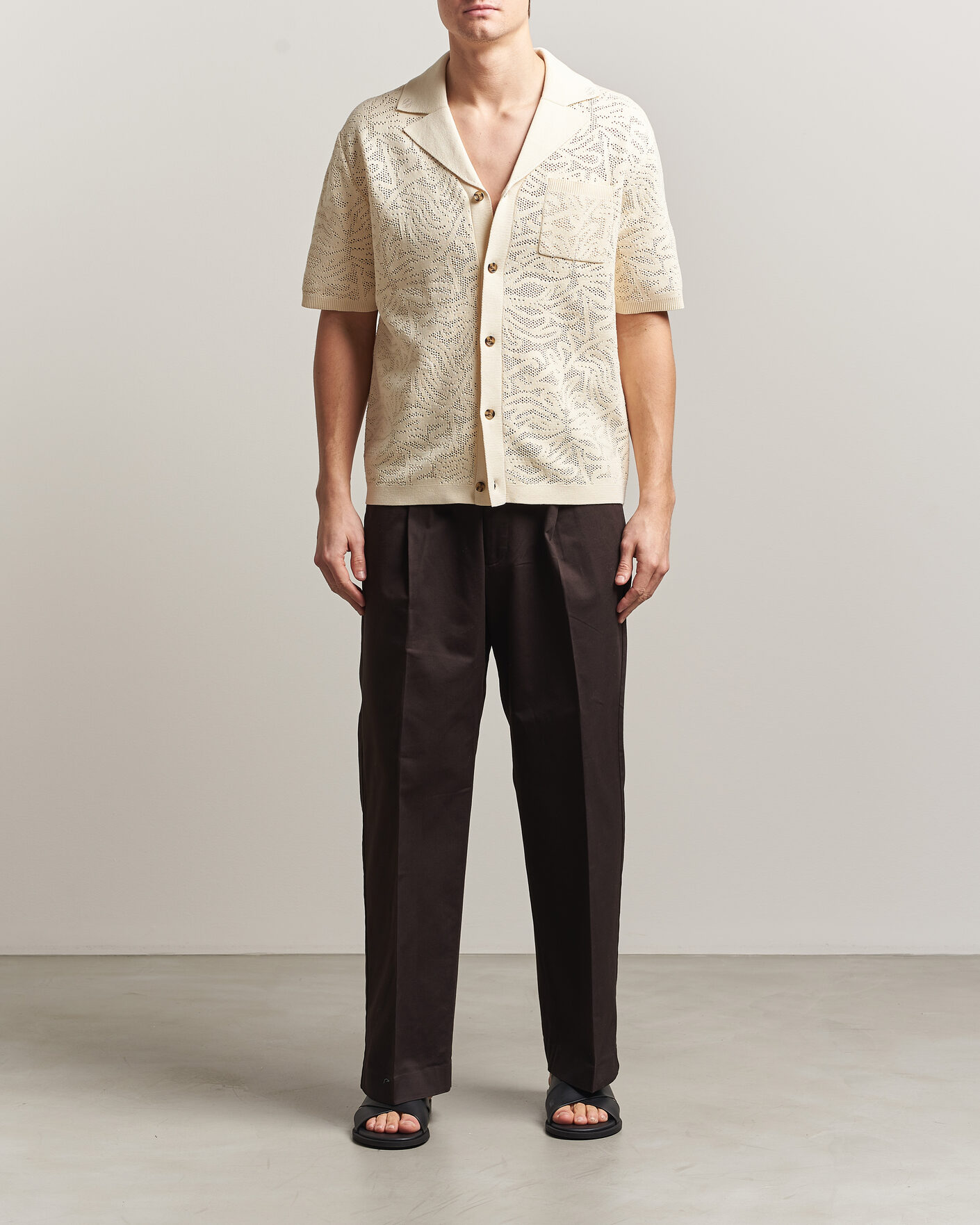 Heren | Overhemden | Drôle de Monsieur | Knitted Resort Shirt Off White