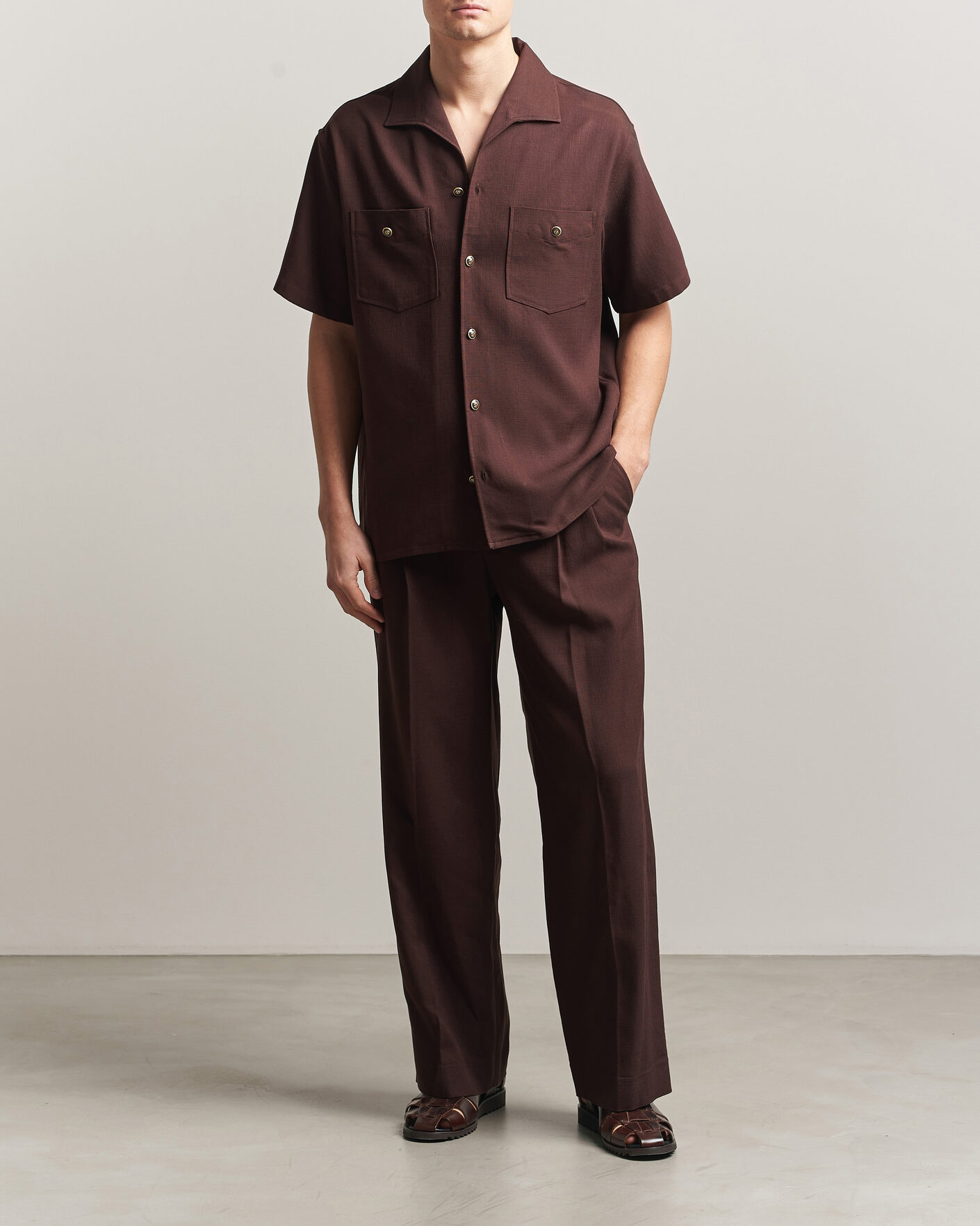 Heren | Overhemden | Drôle de Monsieur | Viscose Resort Shirt Brown