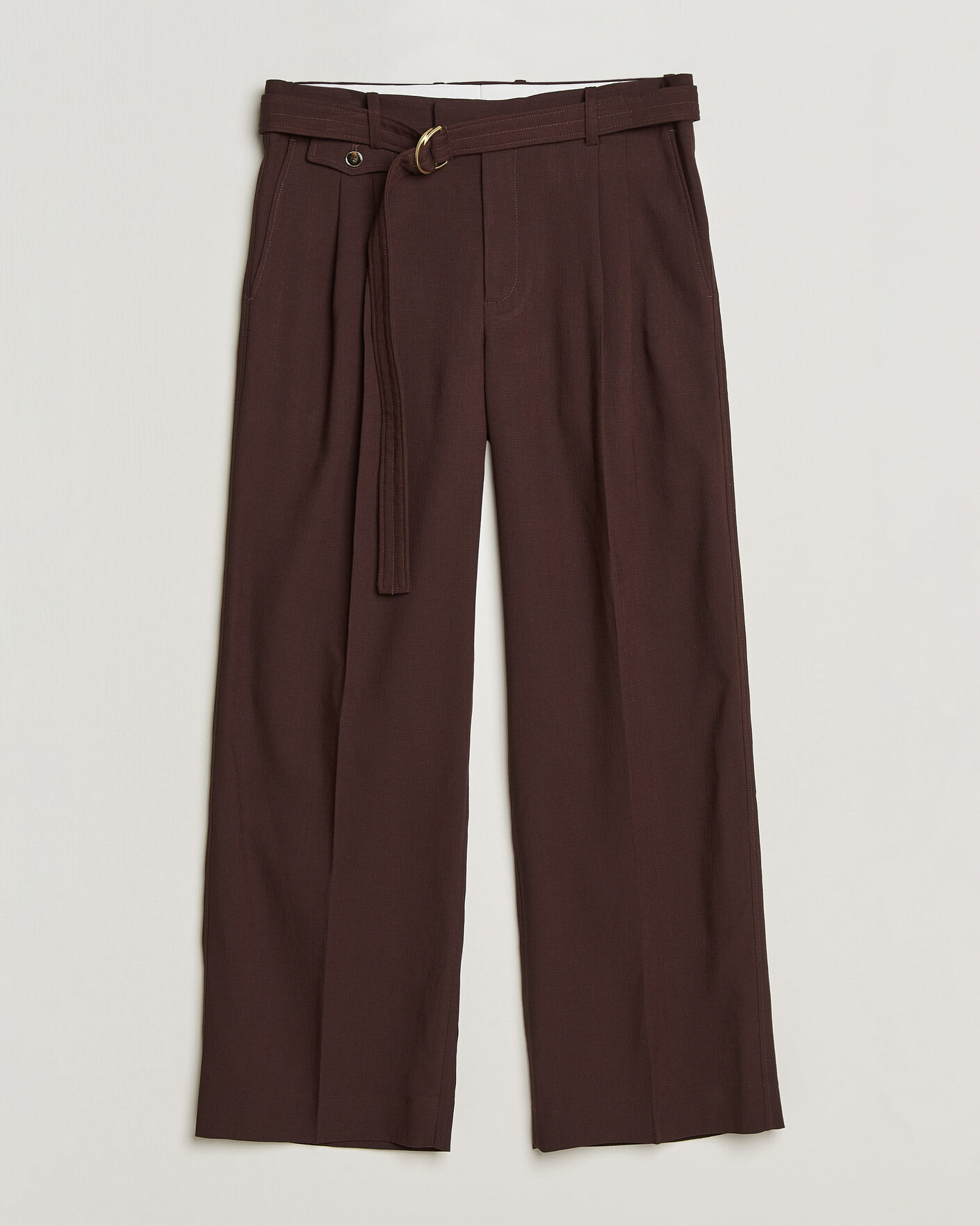 Heren | Broeken | Drôle de Monsieur | Viscose Pleated Trousers Brown
