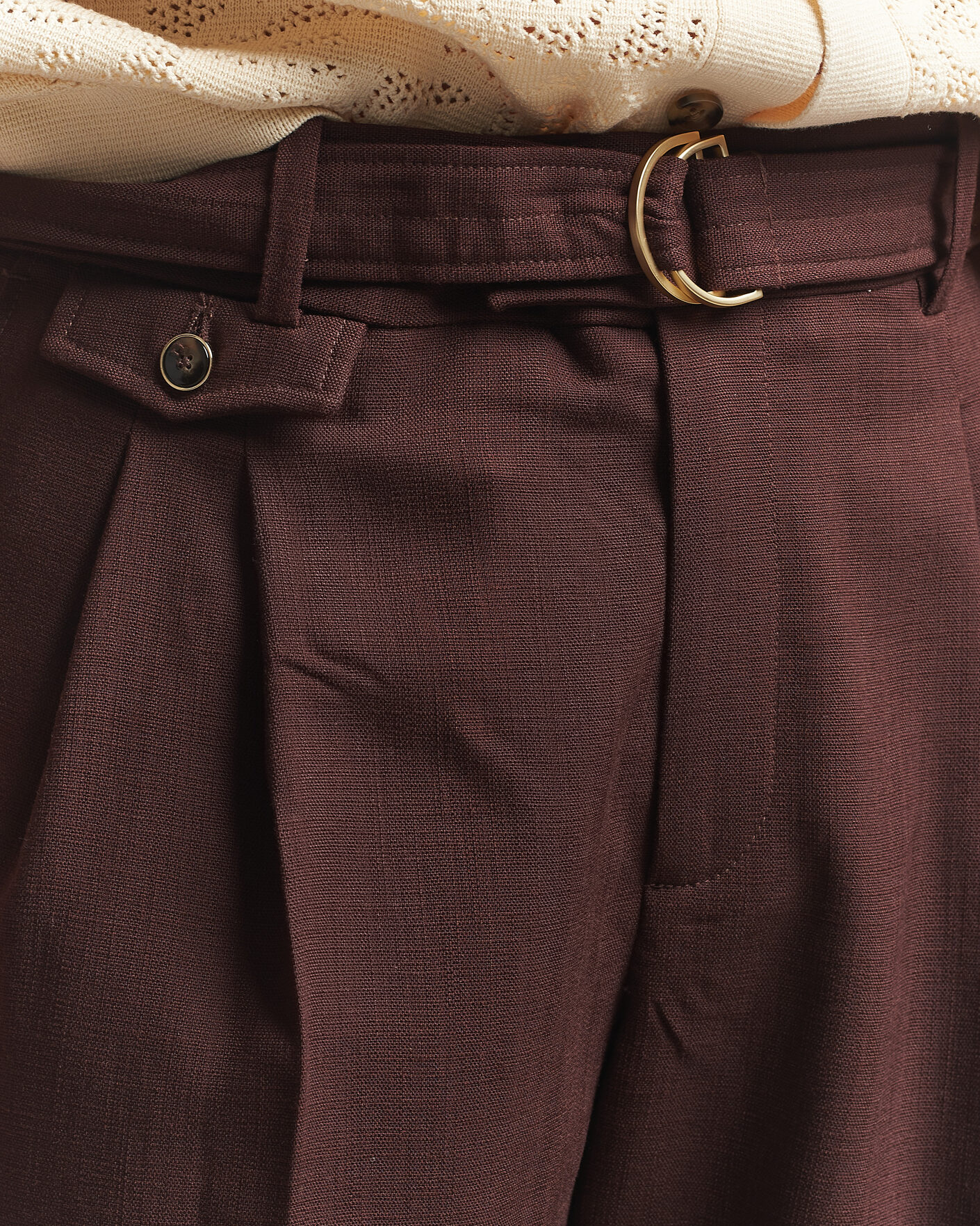 Heren | Broeken | Drôle de Monsieur | Viscose Pleated Trousers Brown