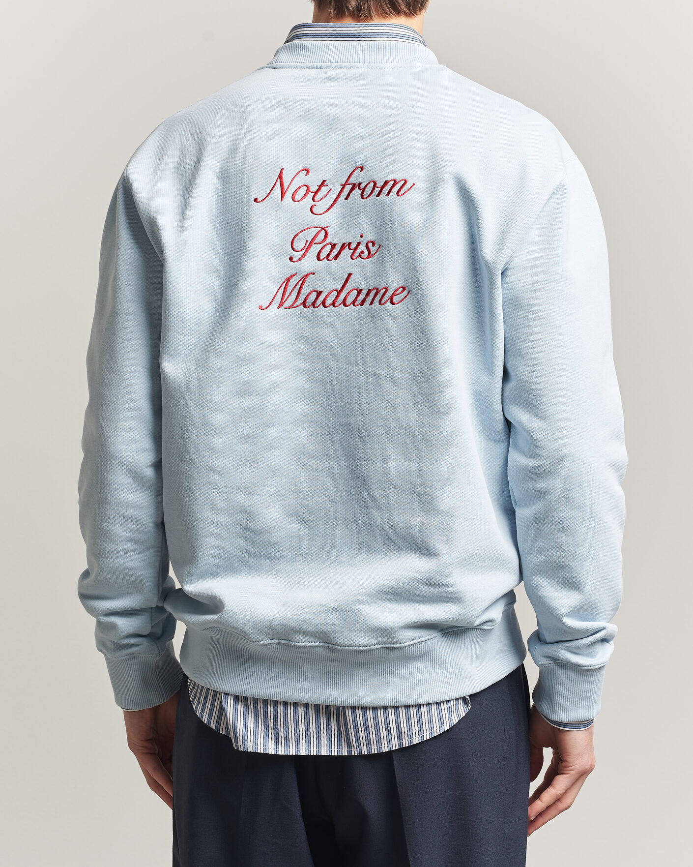 Heren | Truien | Drôle de Monsieur | Slogan Cursive Sweatshirt Light Blue