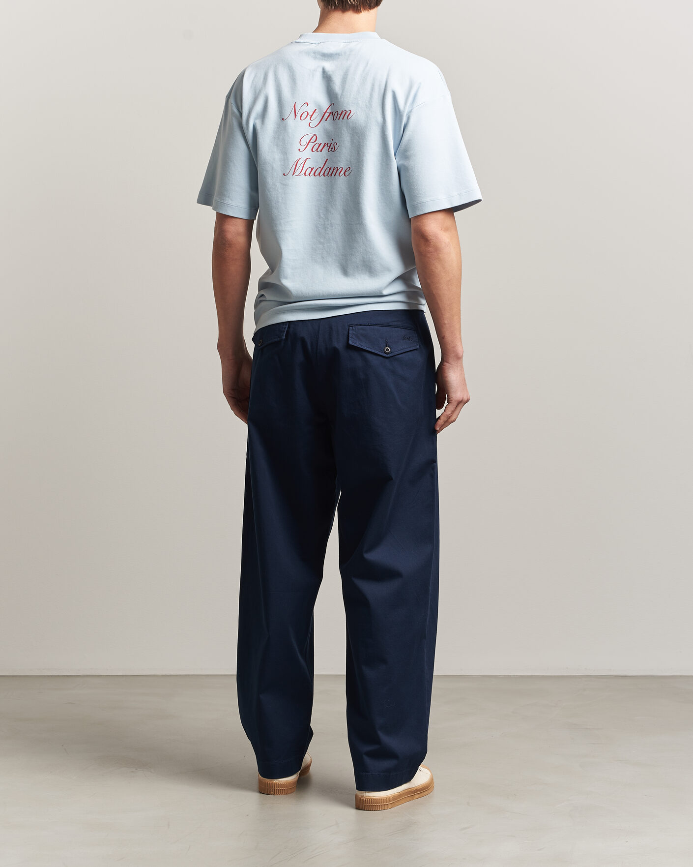 Heren | T-shirts | Drôle de Monsieur | Slogan Cursive T-Shirt Light Blue