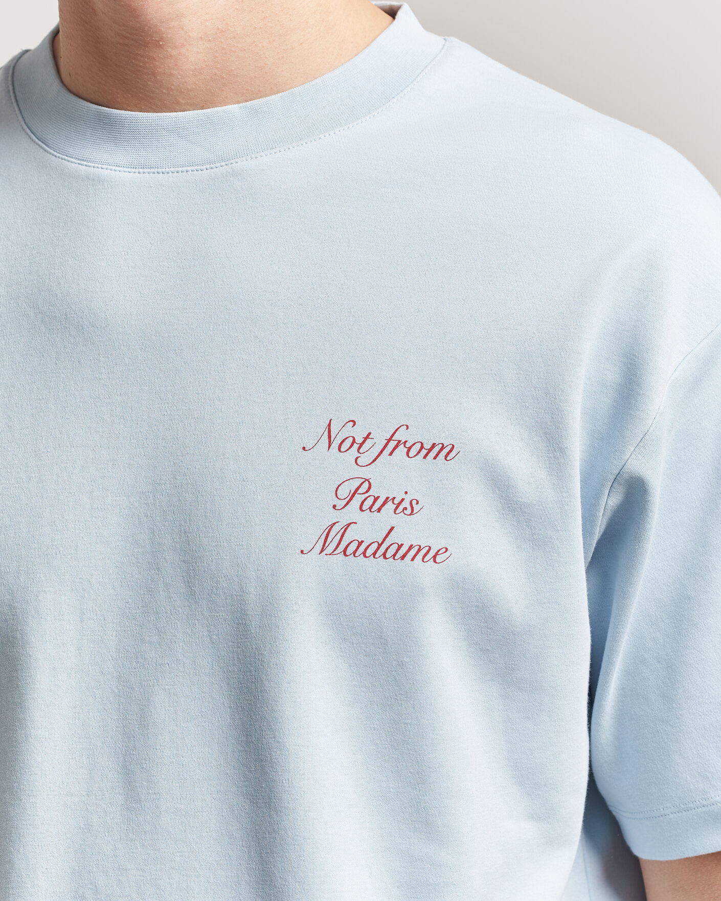 Heren | T-shirts | Drôle de Monsieur | Slogan Cursive T-Shirt Light Blue