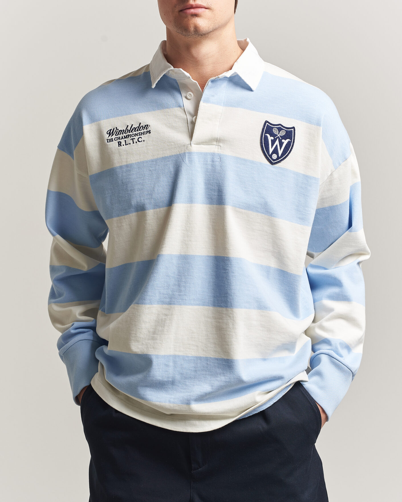 Homme | Pulls Et Tricots | Polo Ralph Lauren | Striped Rugby Pullover Office Blue/Deckwash White