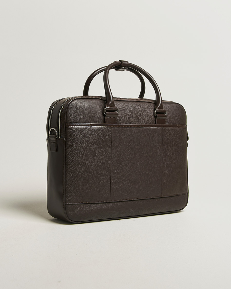 Homme | Sacs | Tiger of Sweden | Burin Grained Leather Briefcase Dark Brown