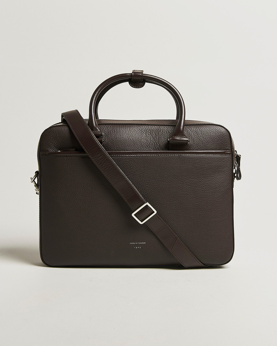 Heren | Tassen | Tiger of Sweden | Bosun Grained Leather Briefcase Dark Brown