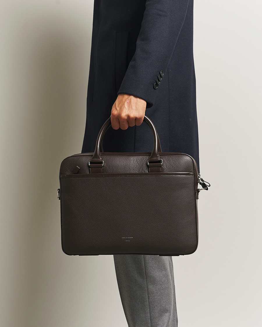 Heren | Tassen | Tiger of Sweden | Bosun Grained Leather Briefcase Dark Brown