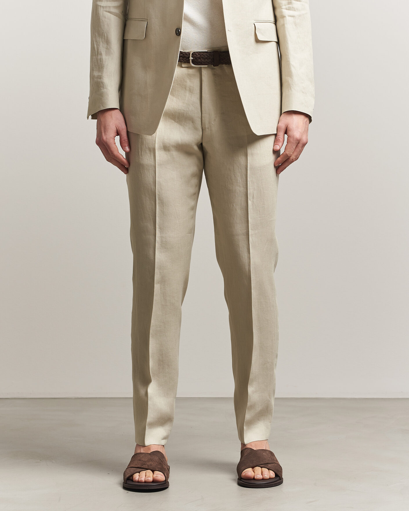 Homme | Pantalons | Tiger of Sweden | Tenuta Linen Suit Trousers Cream Sand