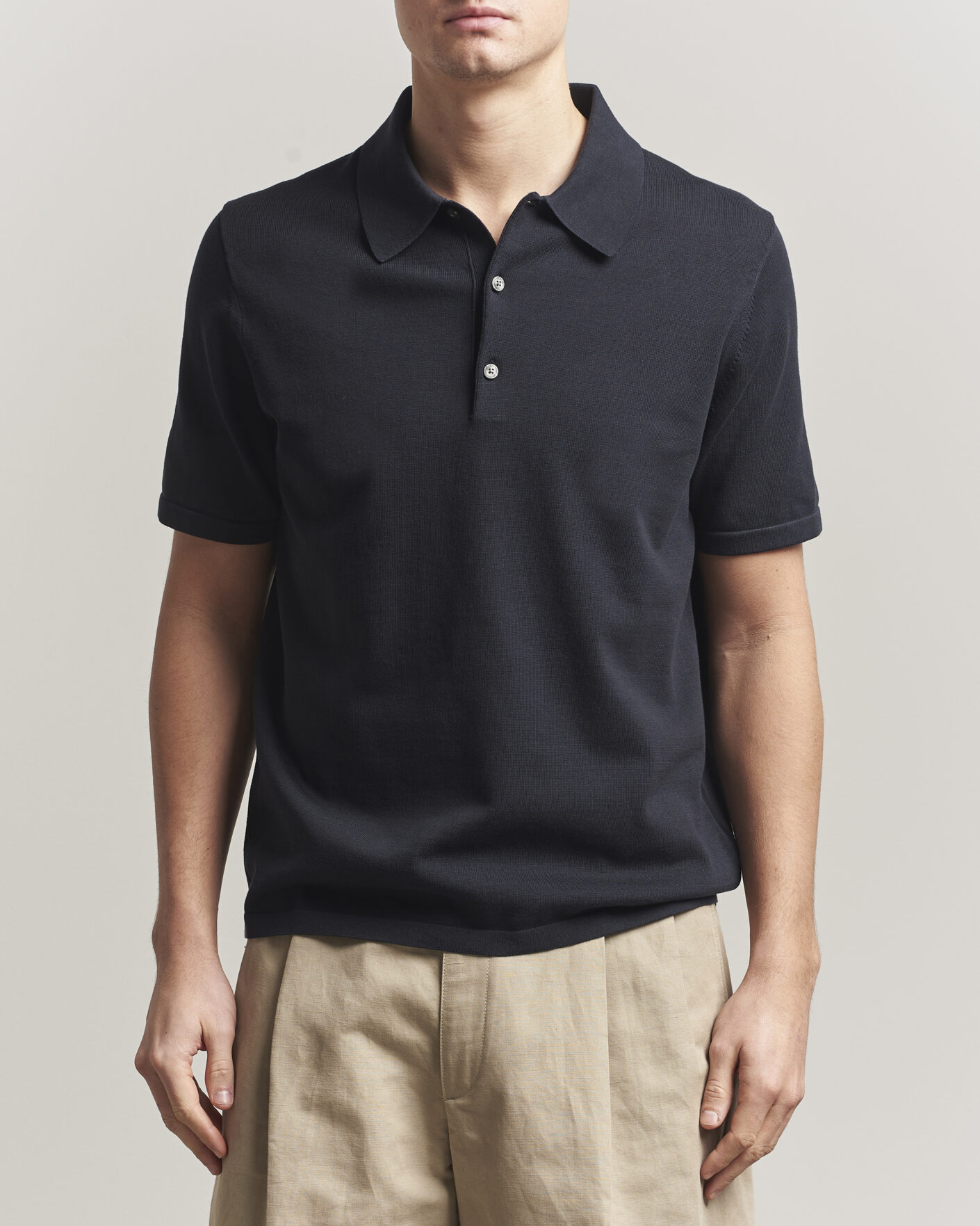 Homme | Polos | Tiger of Sweden | Erros Cotton Knitted Polo Light Ink