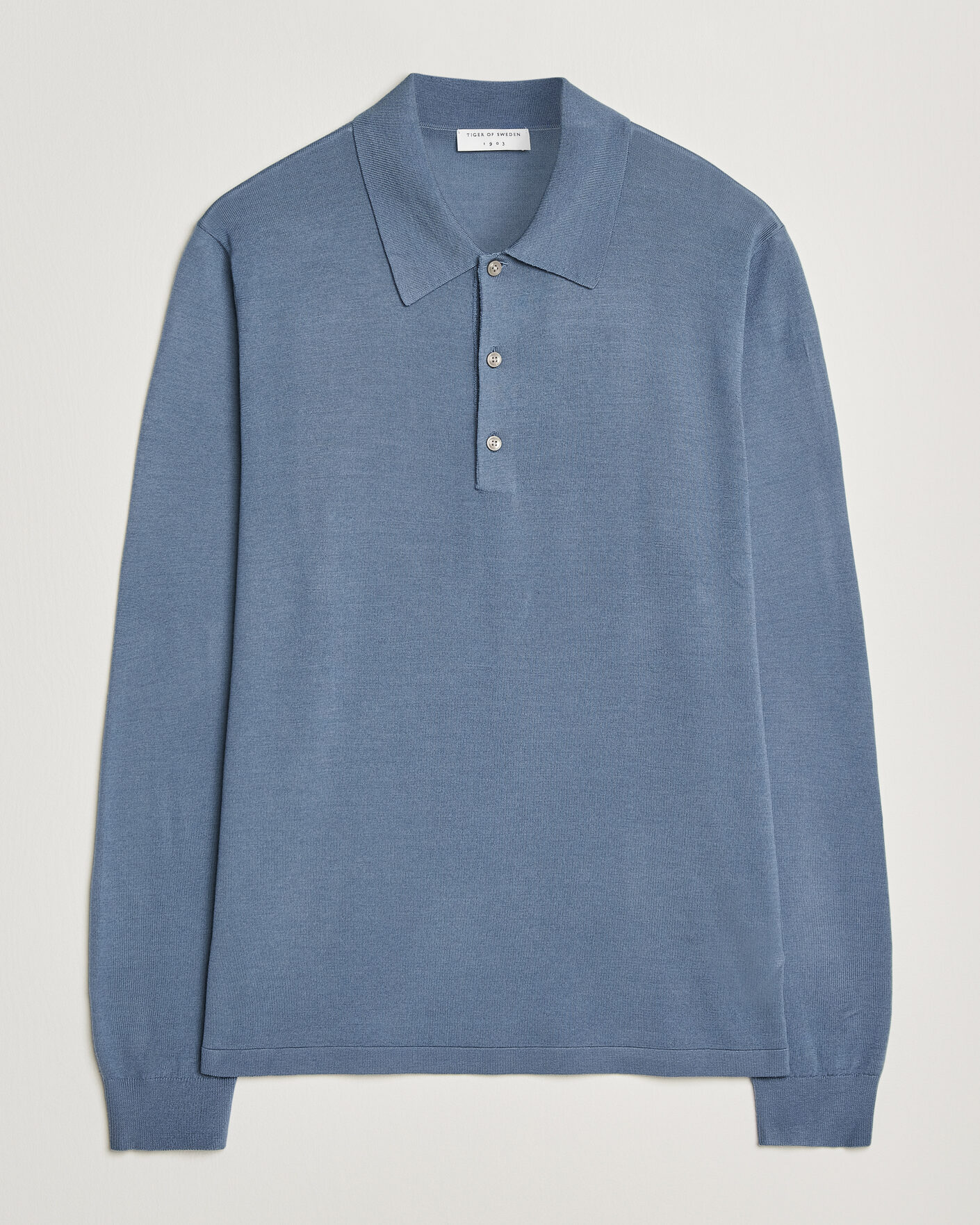 Heren | Truien | Tiger of Sweden | Eross Merino Knitted Polo Dull Blue