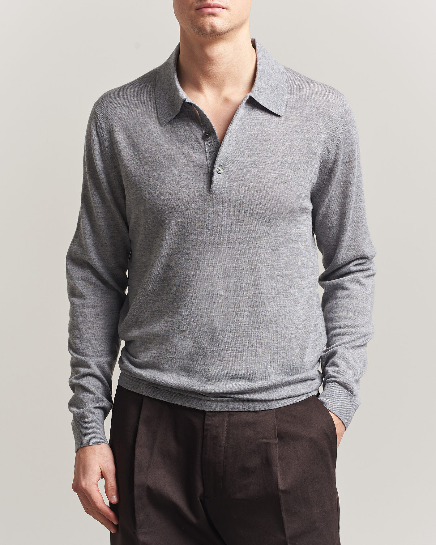 Homme | Pulls Et Tricots | Tiger of Sweden | Eross Merino Knitted Polo Grey Melange