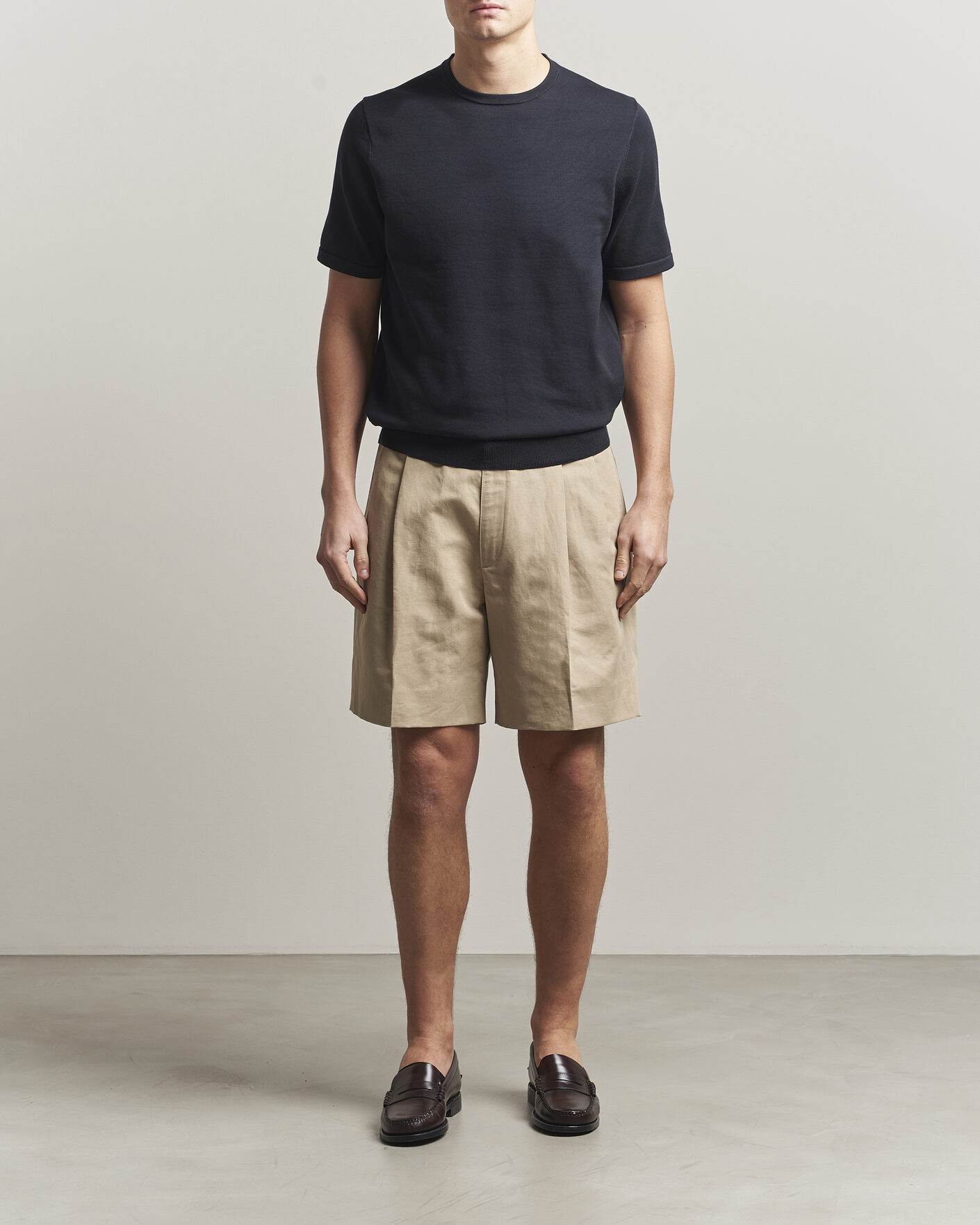 Homme | T-shirts | Tiger of Sweden | Connor Cotton Knitted T-Shirt Light Ink