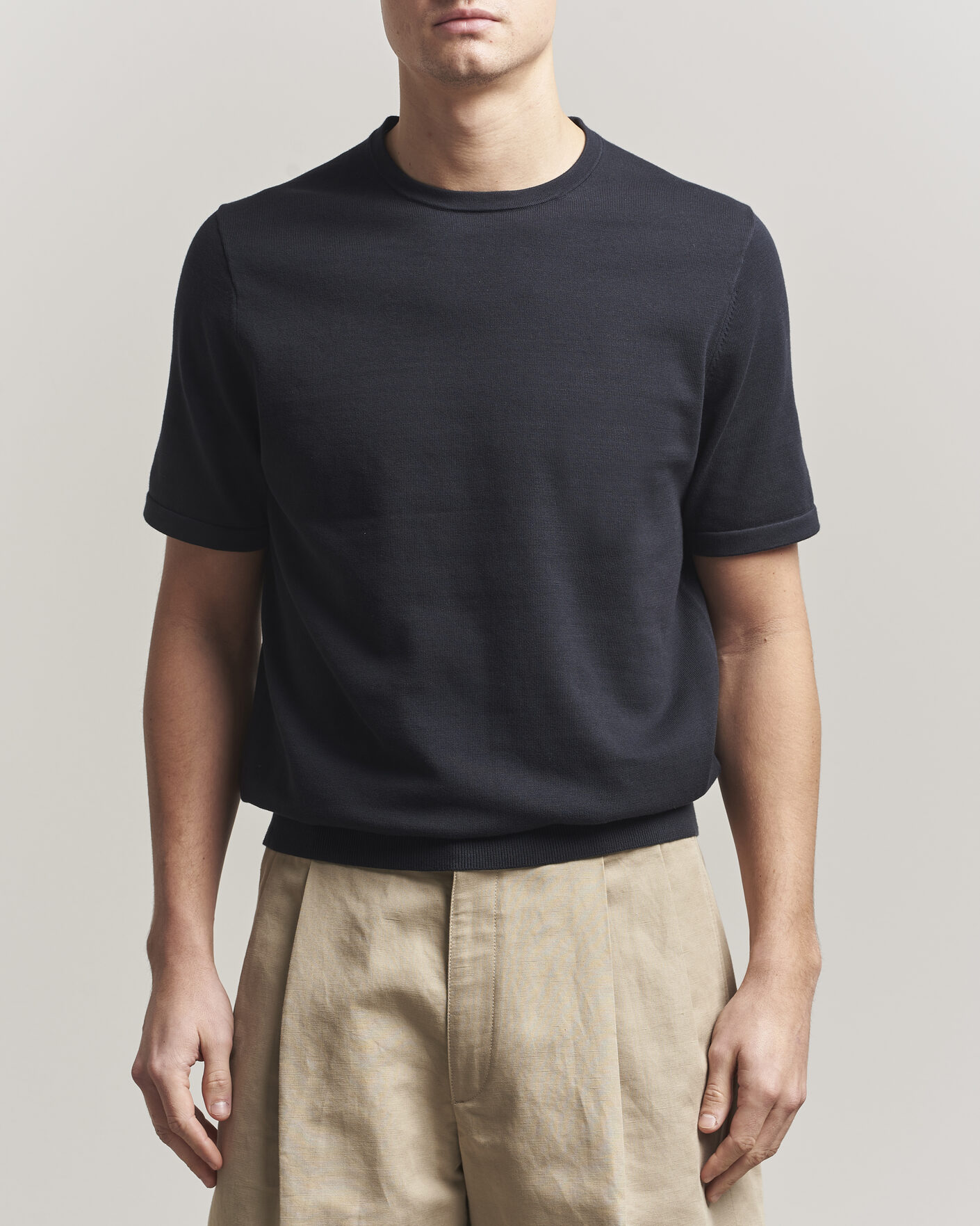 Homme | T-shirts | Tiger of Sweden | Connor Cotton Knitted T-Shirt Light Ink