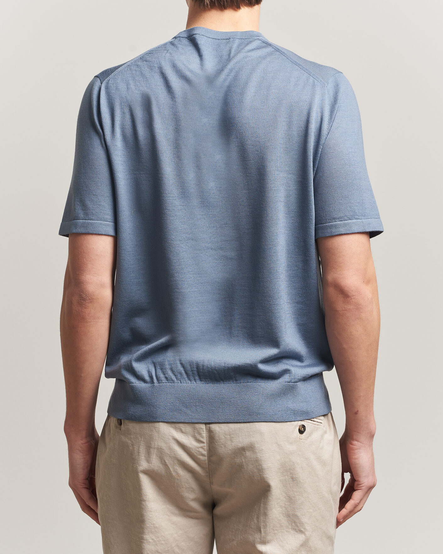 Homme | T-shirts | Tiger of Sweden | Connor Merino Knitted T-Shirt Dull Blue