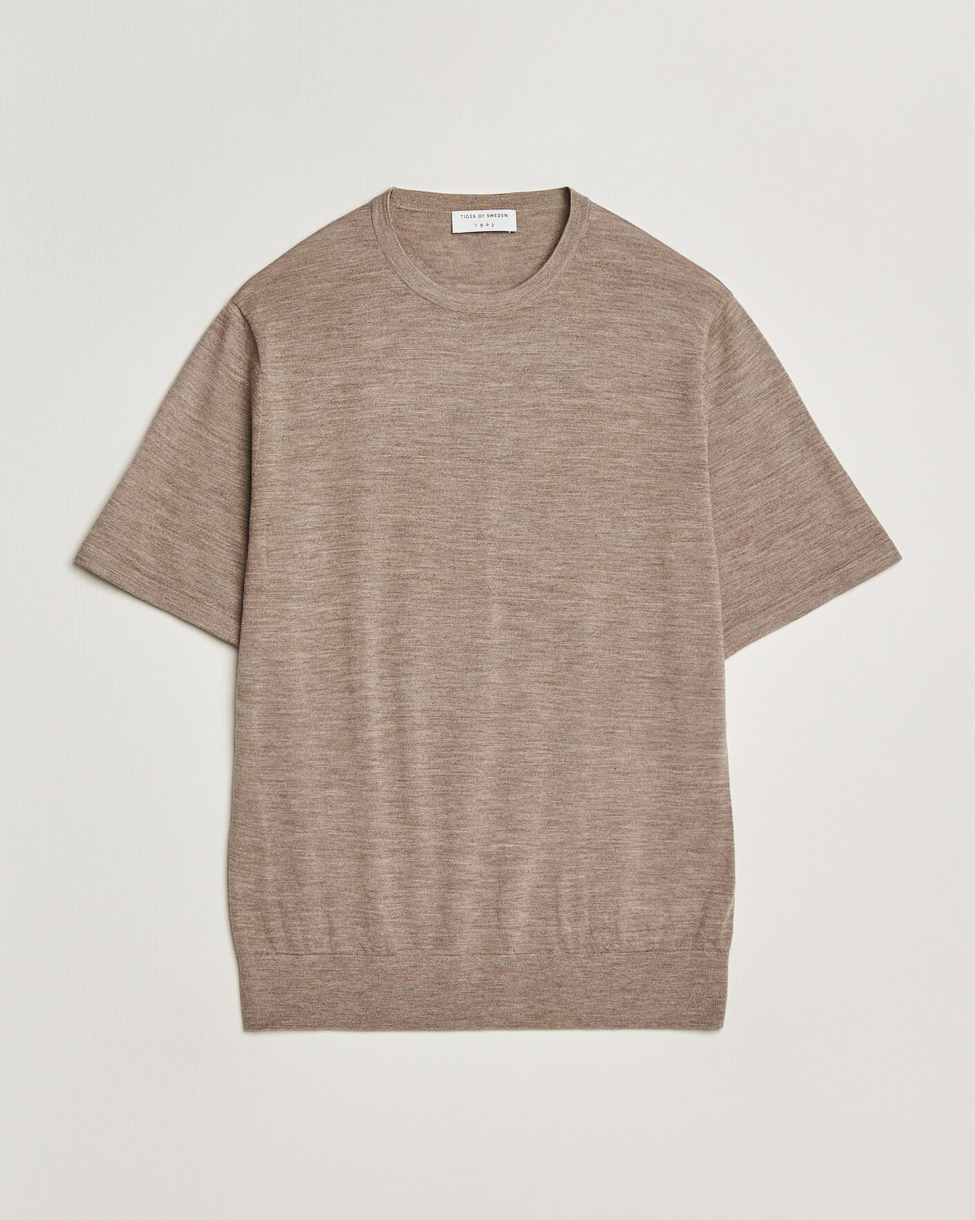 Homme | T-shirts | Tiger of Sweden | Connor Merino Knitted T-Shirt Beige Melange