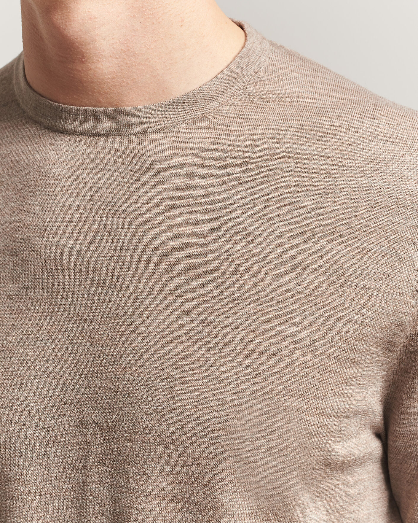 Homme | T-shirts | Tiger of Sweden | Connor Merino Knitted T-Shirt Beige Melange