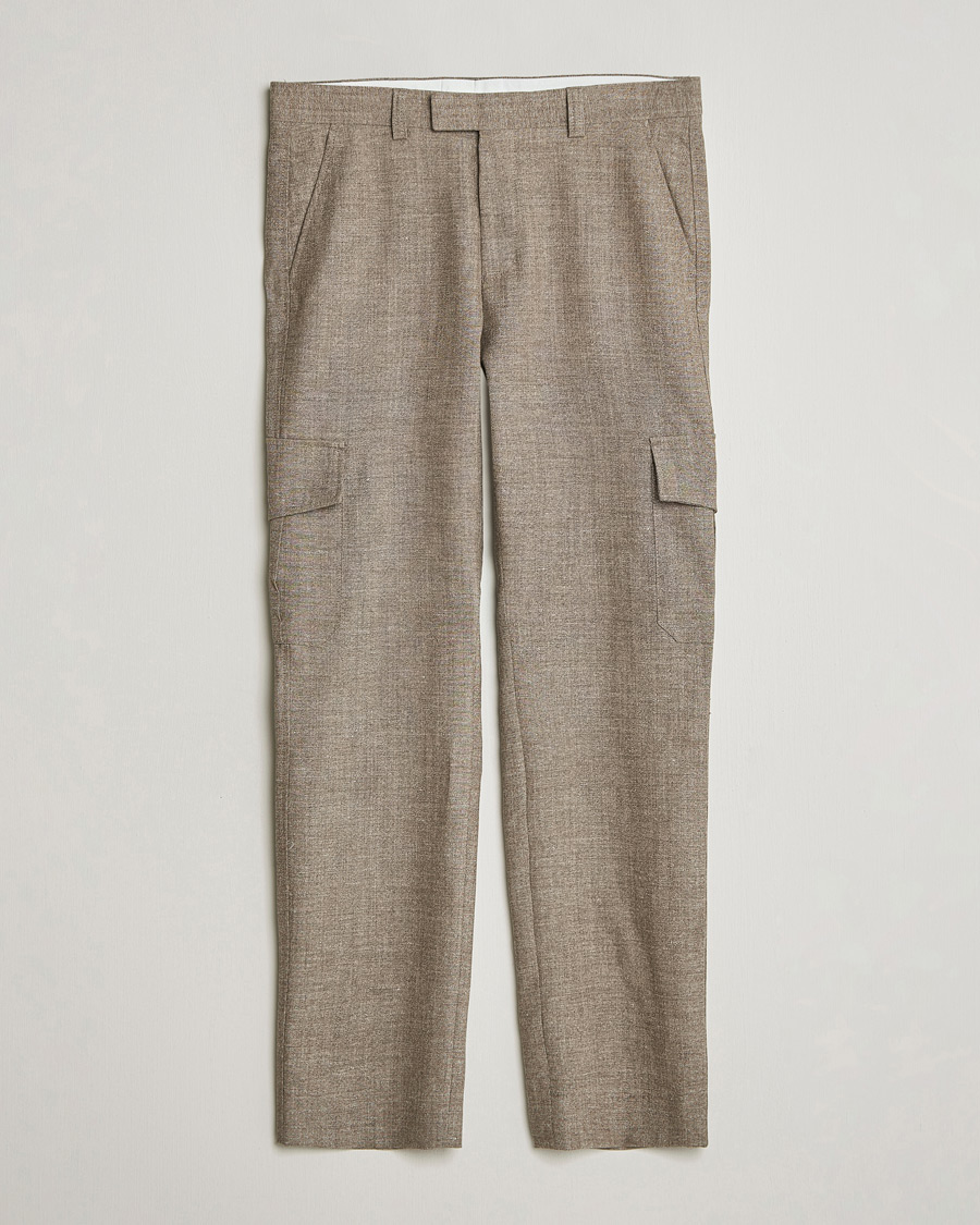Heren | Broeken | Tiger of Sweden | Mend Wool/Linen Cargo Trousers Sawgrass Brown