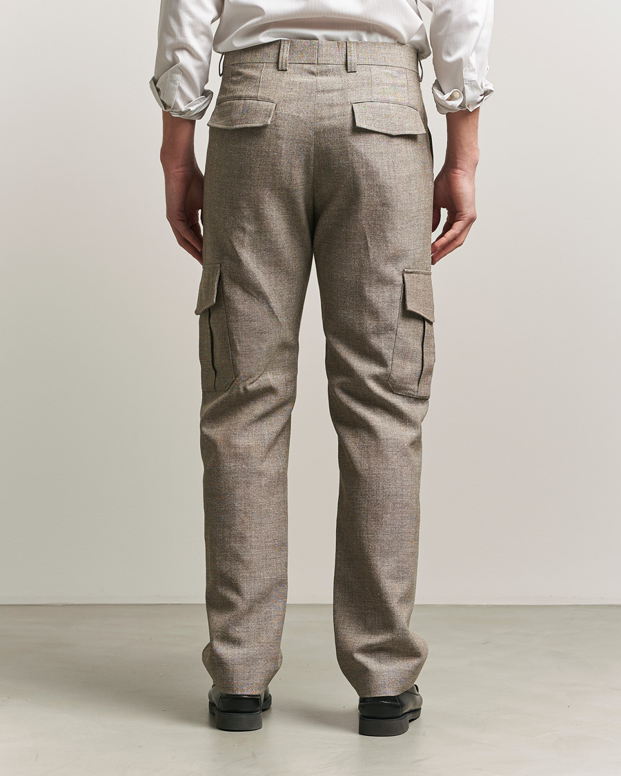 Heren | Broeken | Tiger of Sweden | Mend Wool/Linen Cargo Trousers Sawgrass Brown