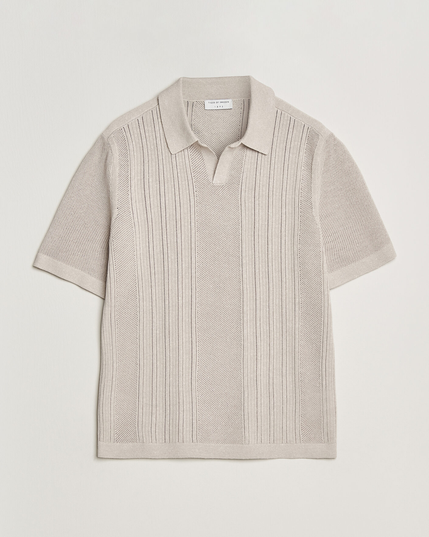 Homme | Polos | Tiger of Sweden | Eoin Wool/Linen Knitted Polo Ivory