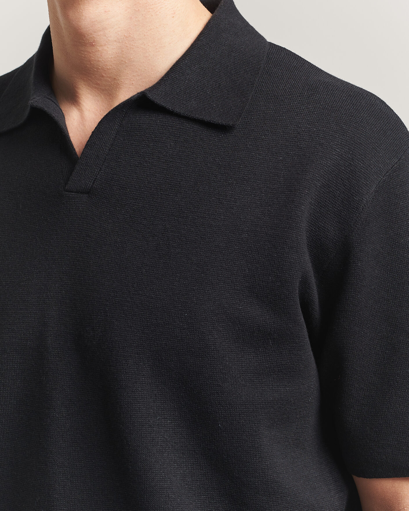 Heren | Polo's | Tiger of Sweden | Maelon Cotton/Linen Knitted Polo Black
