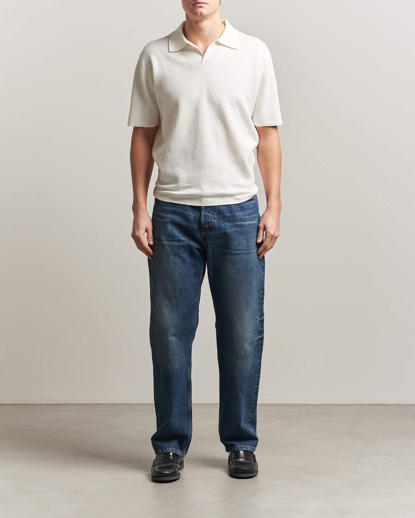 Homme | Polos | Tiger of Sweden | Maelon Cotton/Linen Knitted Polo Pure White