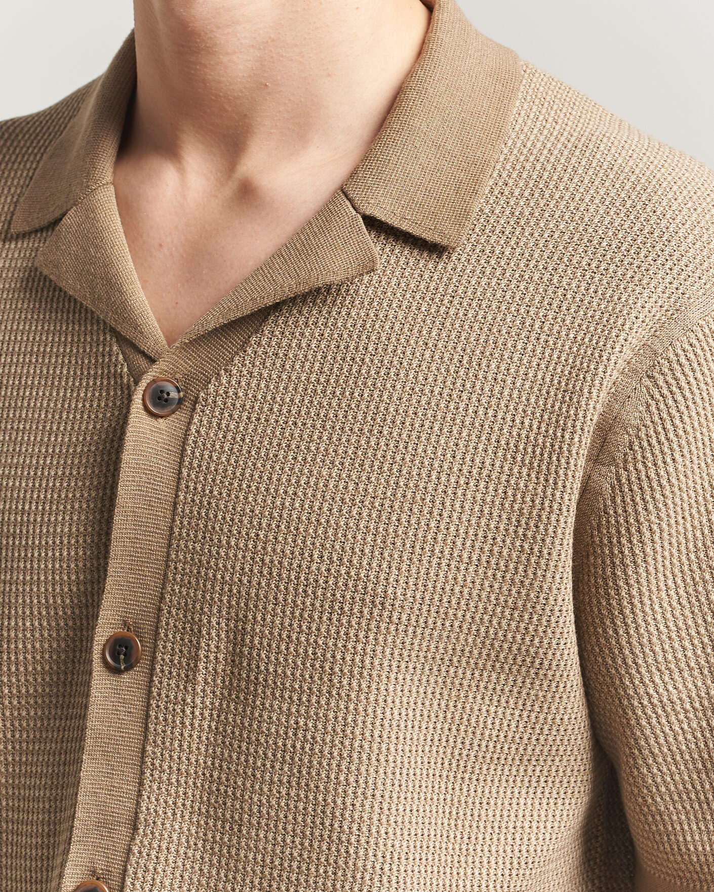 Heren | Overhemden | Tiger of Sweden | River Knitted Short Sleeve Shirt Umber Brown