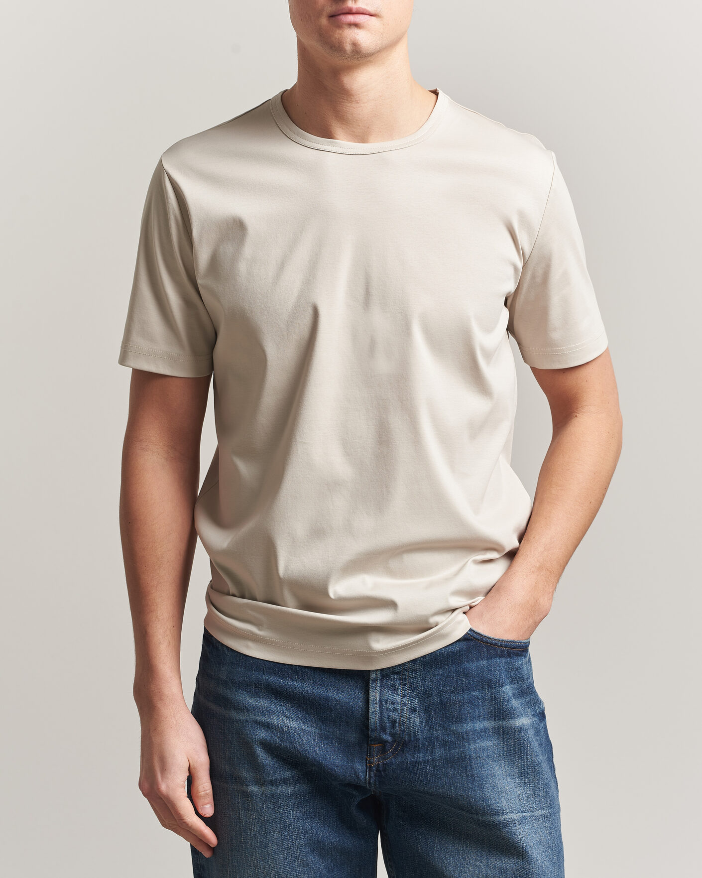 Homme | T-shirts | Tiger of Sweden | Olaf Mercerized Cotton T-Shirt Seline Grey