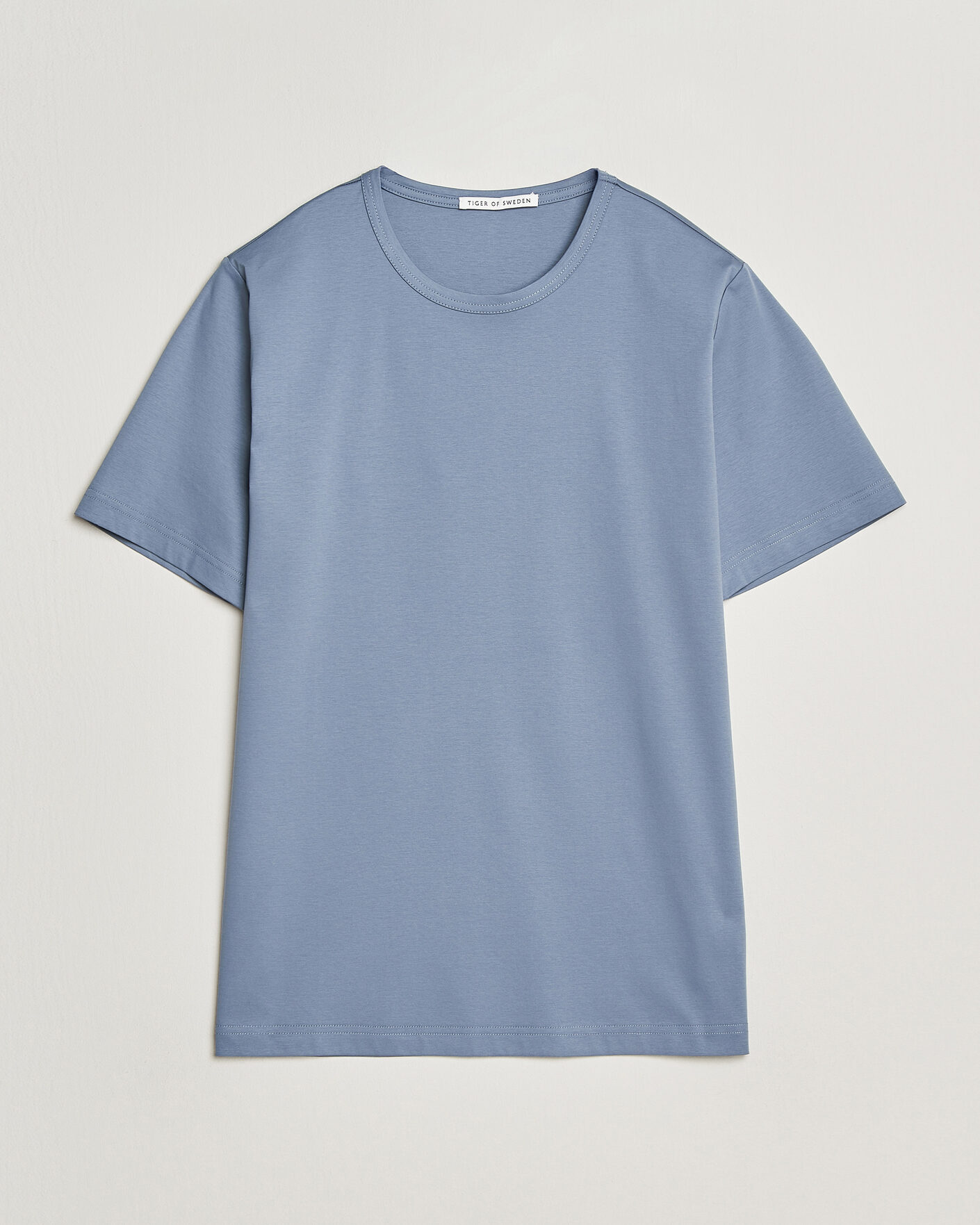 Heren | T-shirts | Tiger of Sweden | Olaf Mercerized Cotton T-Shirt Dull Blue