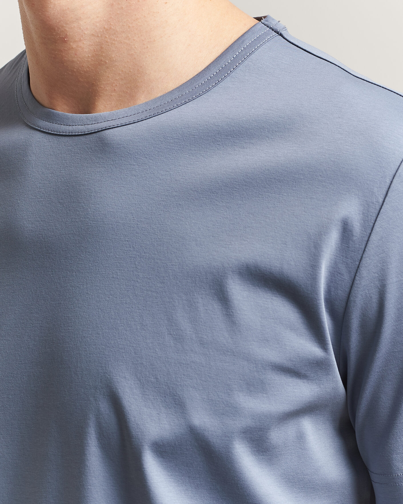 Heren | T-shirts | Tiger of Sweden | Olaf Mercerized Cotton T-Shirt Dull Blue