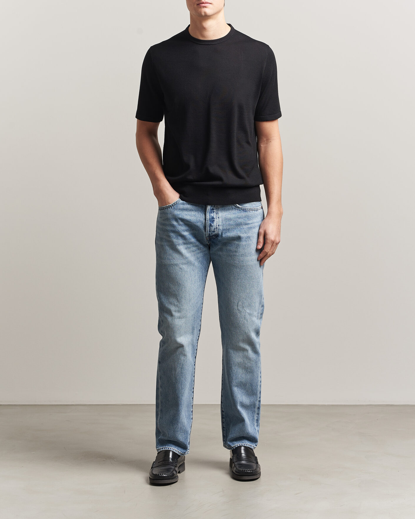 Homme | T-shirts | Tiger of Sweden | Connor Knitted Crew Neck T-Shirt Black