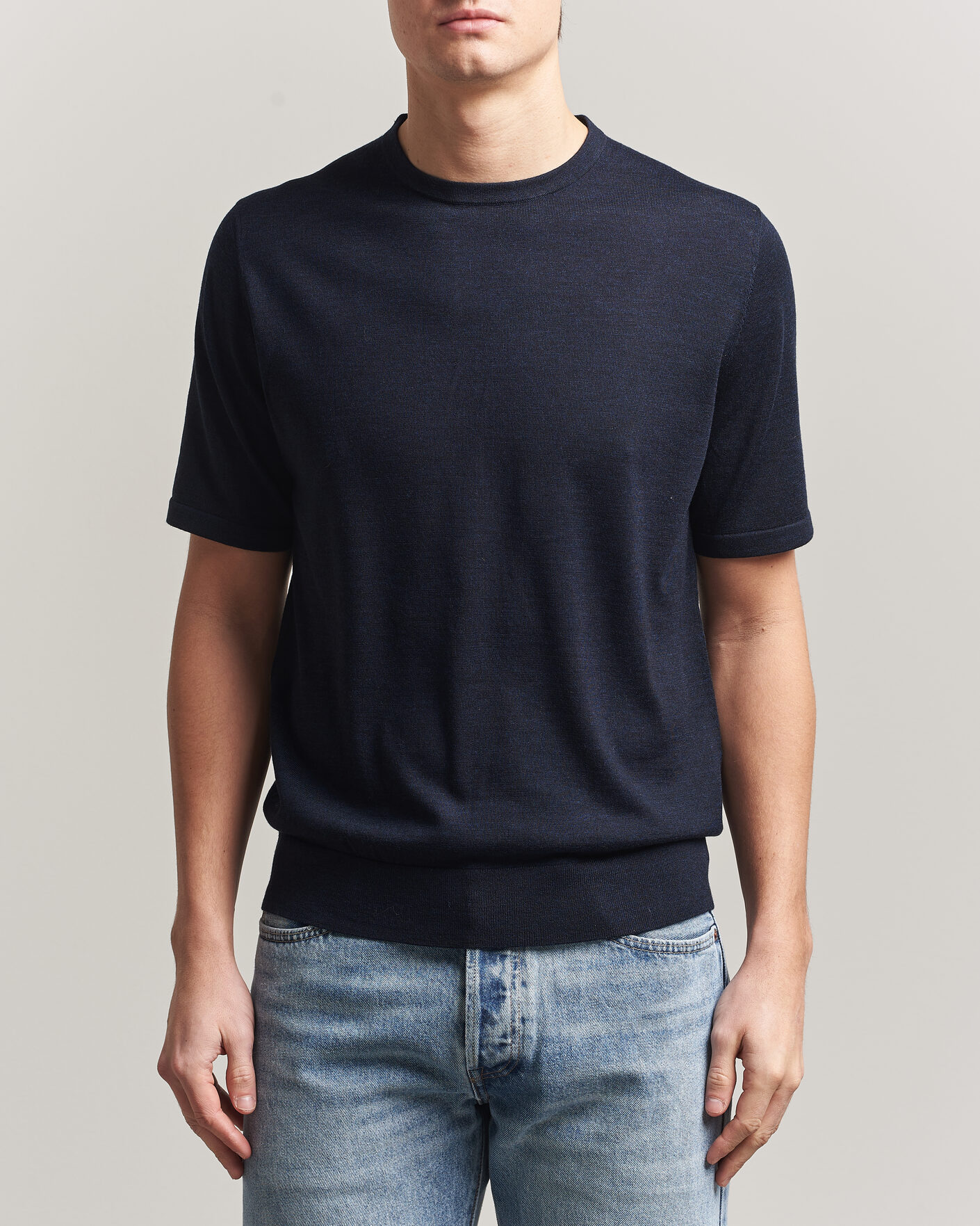 Homme | T-shirts | Tiger of Sweden | Connor Knitted Crew Neck T-Shirt Light Ink