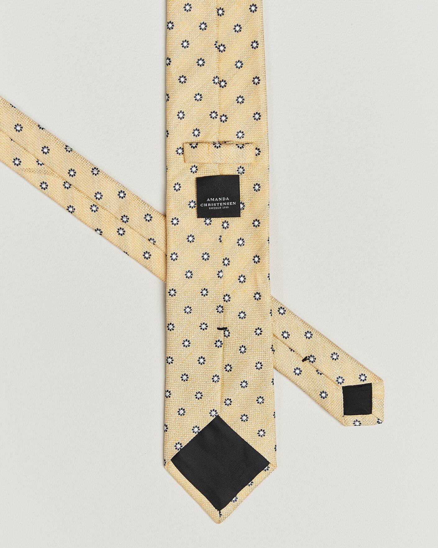 Homme | Cravates | Amanda Christensen | Silk/Linen 8cm Flower Tie Yellow