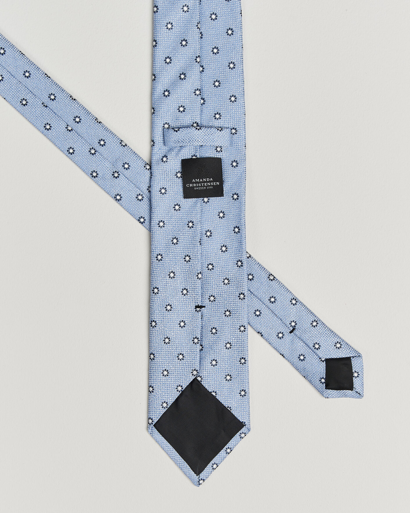Heren | Stropdassen | Amanda Christensen | Silk/Linen 8cm Flower Tie Blue