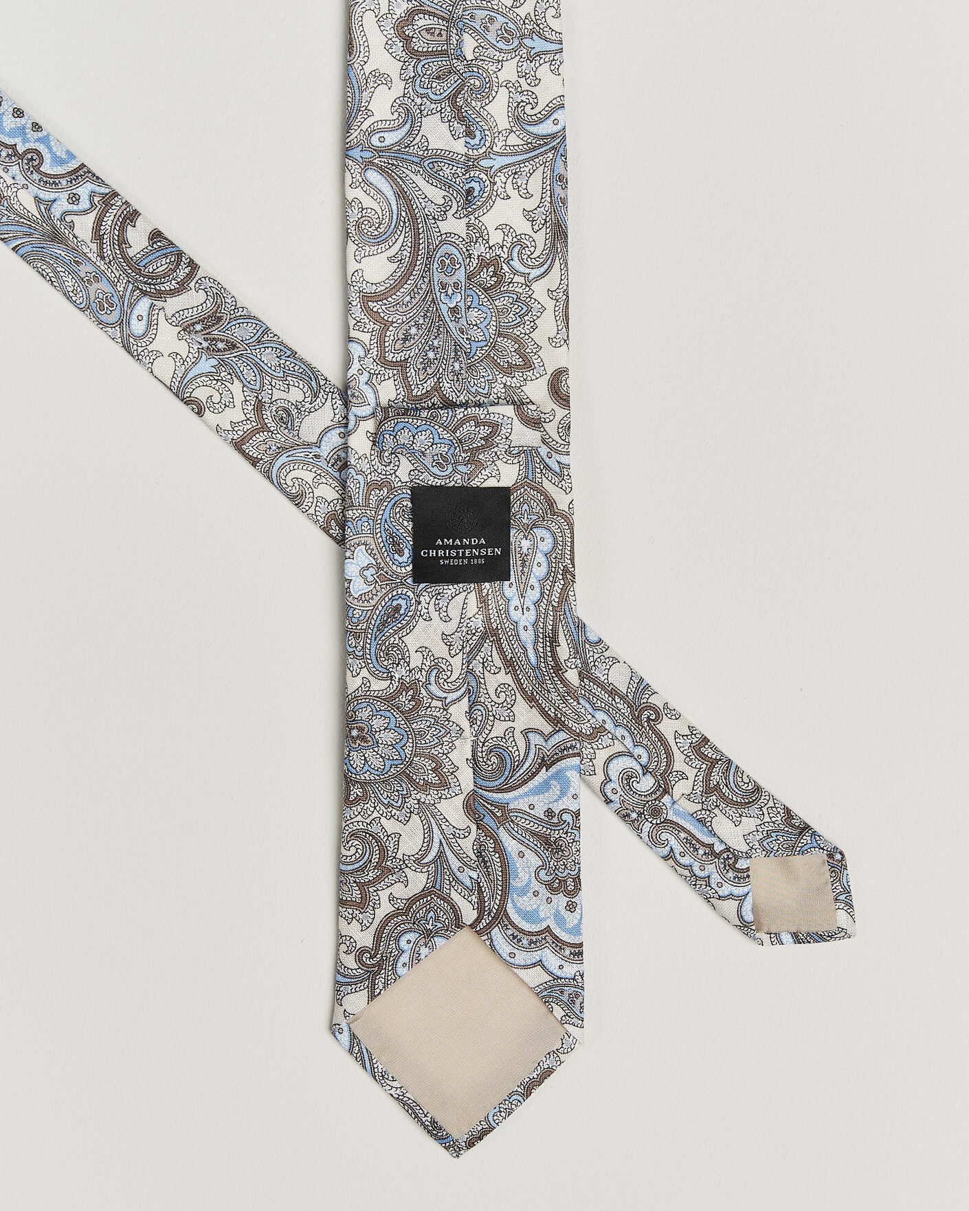Heren | Stropdassen | Amanda Christensen | Linen 8cm Paisley Tie Cream