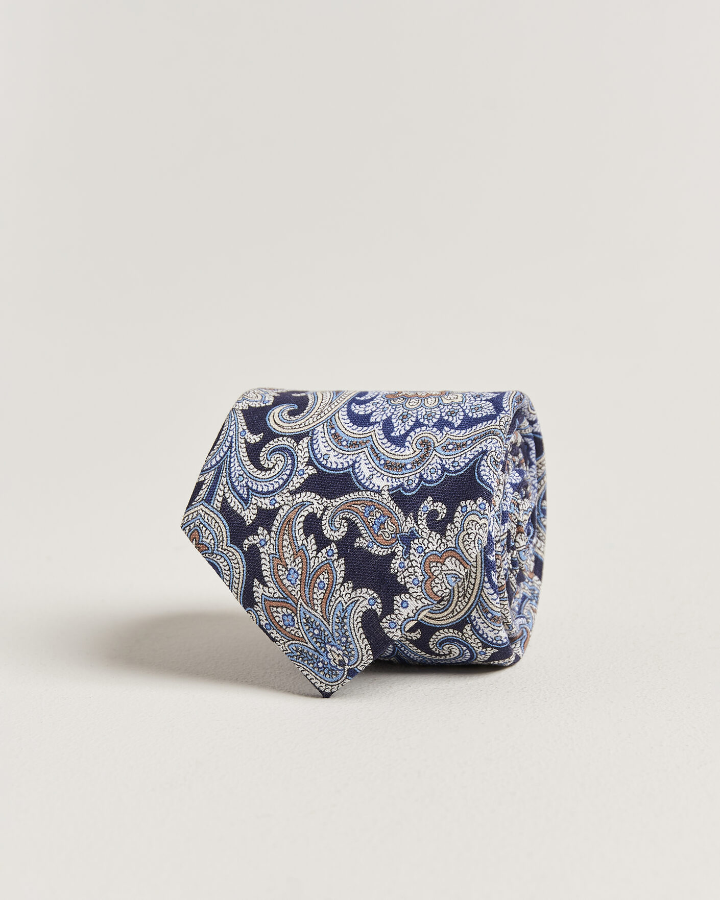 Heren | Stropdassen | Amanda Christensen | Linen 8cm Paisley Tie Navy