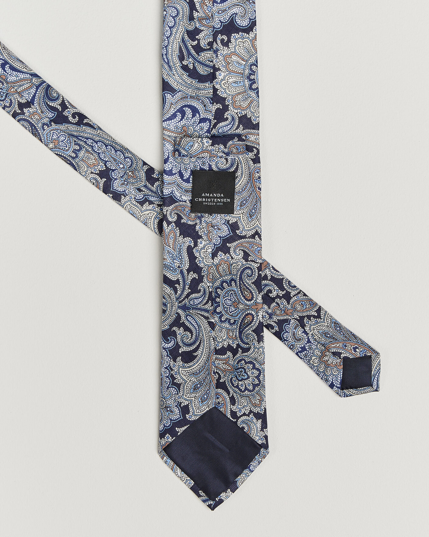 Heren | Stropdassen | Amanda Christensen | Linen 8cm Paisley Tie Navy