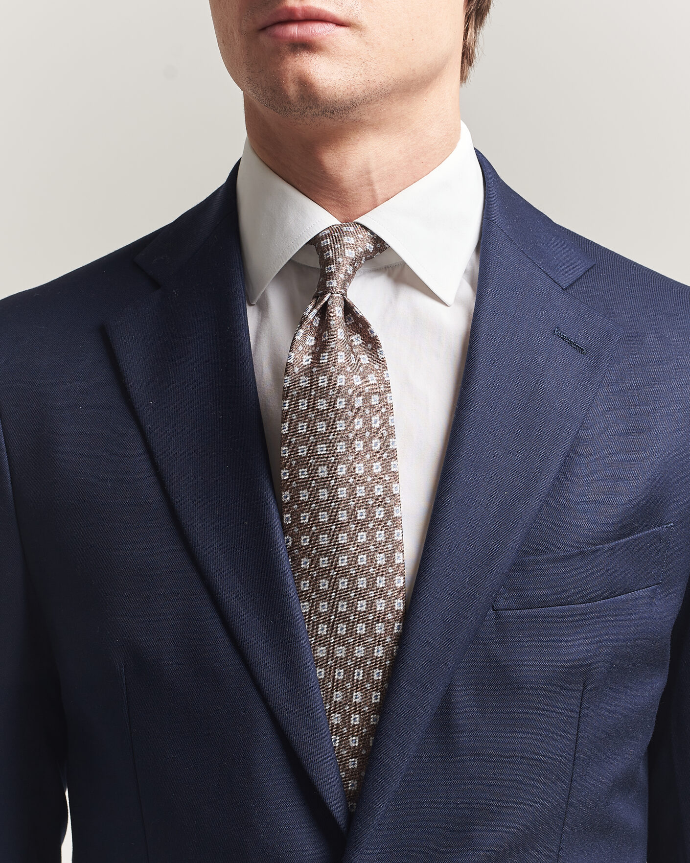 Heren | Stropdassen | Amanda Christensen | Silk Oxford 8cm Flower Tie Brown