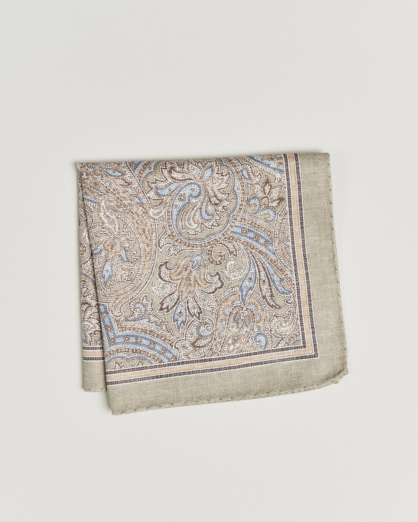 Heren | Pochets | Amanda Christensen | Silk Shappe Double Faced Pocket Square Green
