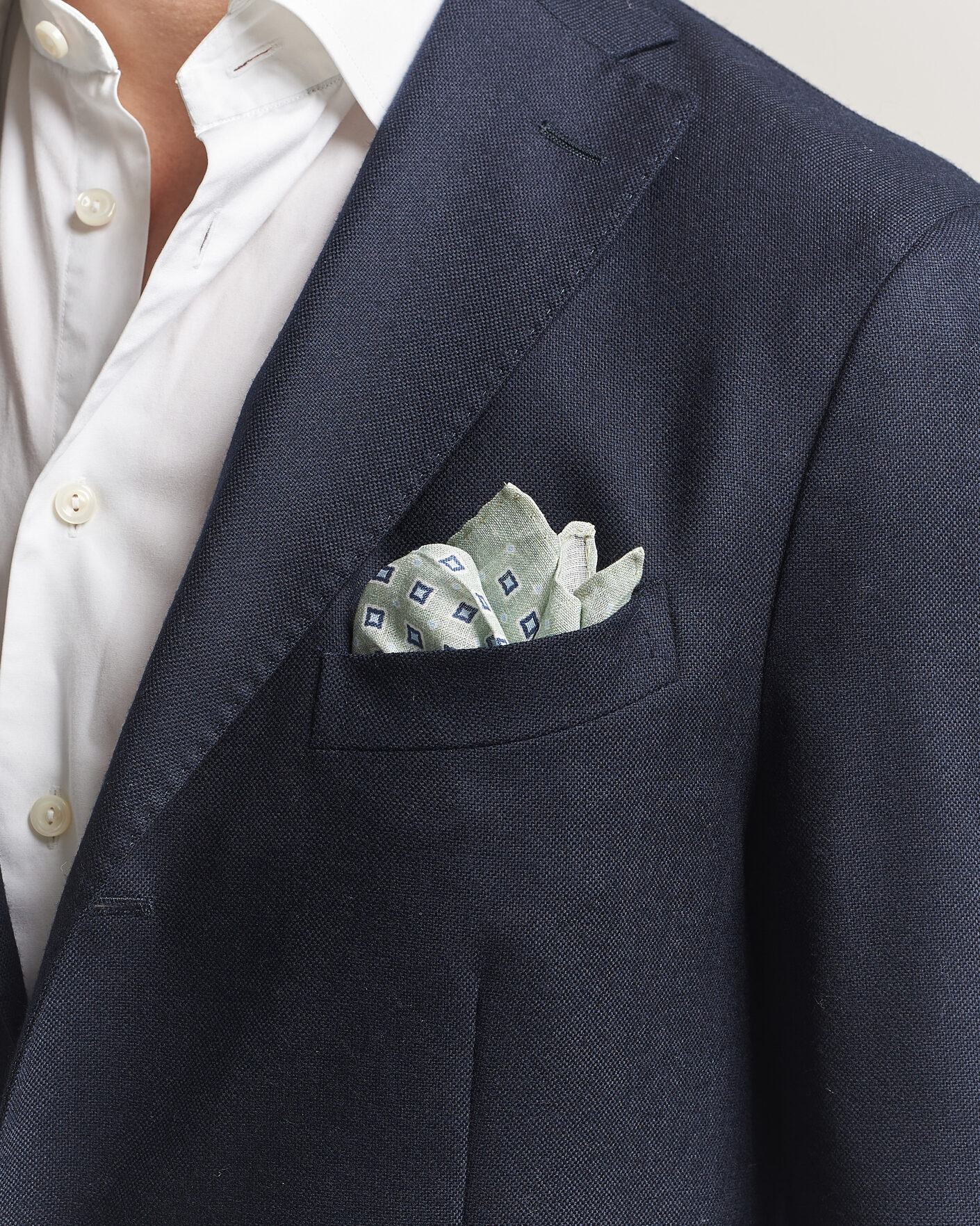 Homme | Pochettes De Costume | Amanda Christensen | Linen Medallion Pocket Square Green