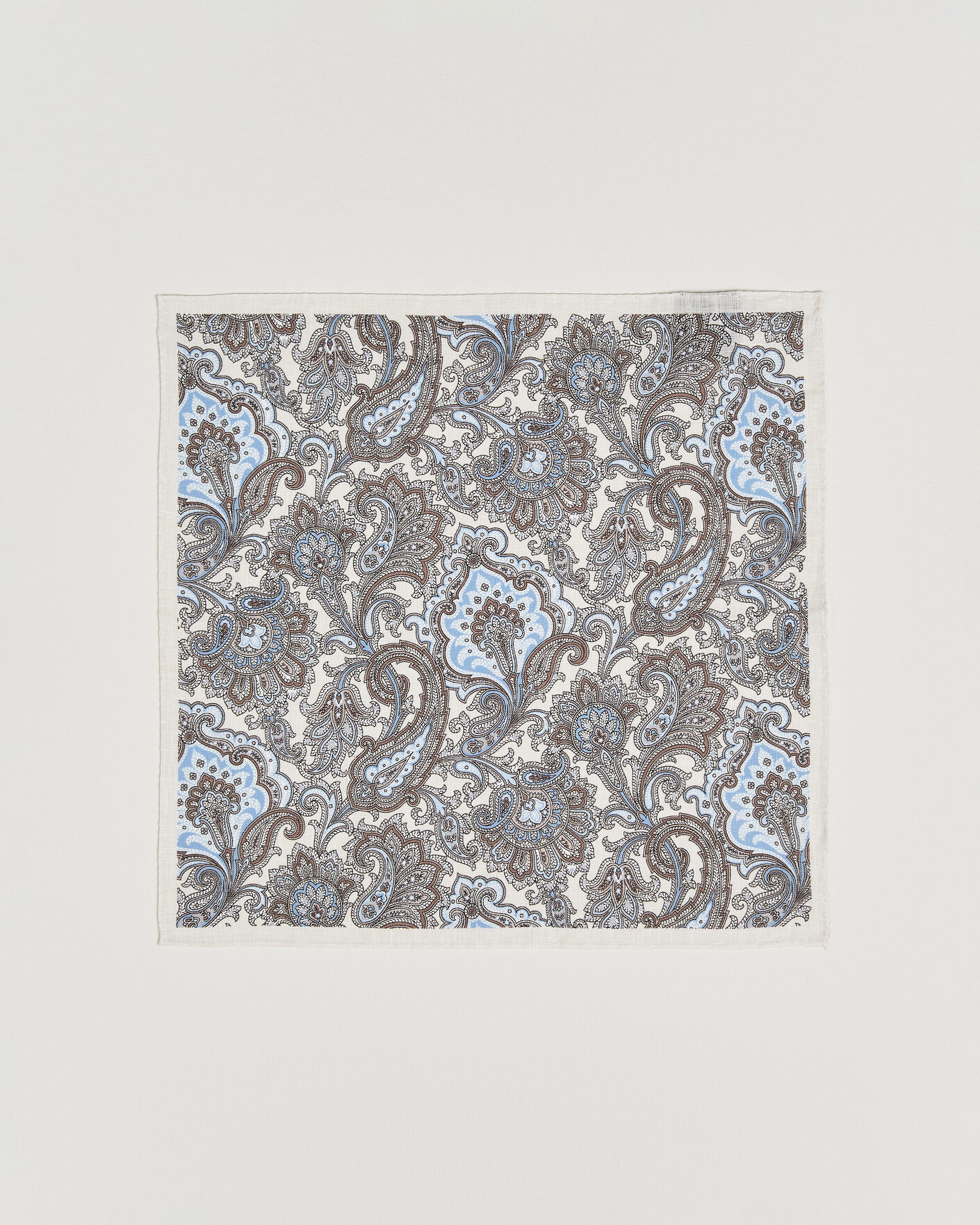 Homme | Pochettes De Costume | Amanda Christensen | Linen Large Paisley Pocket Square Cream