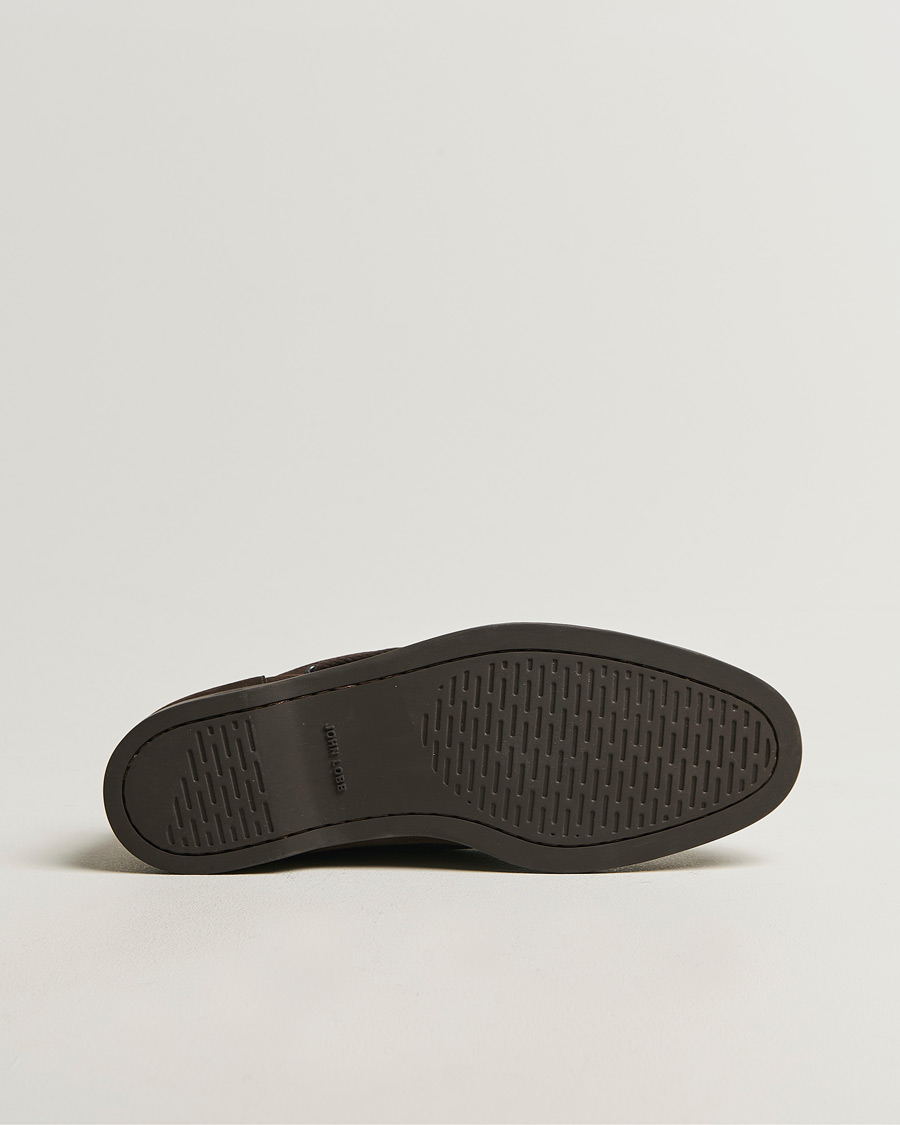 Heren | Bootschoenen | John Lobb | Foil Boat Shoes Dark Brown Nubuck