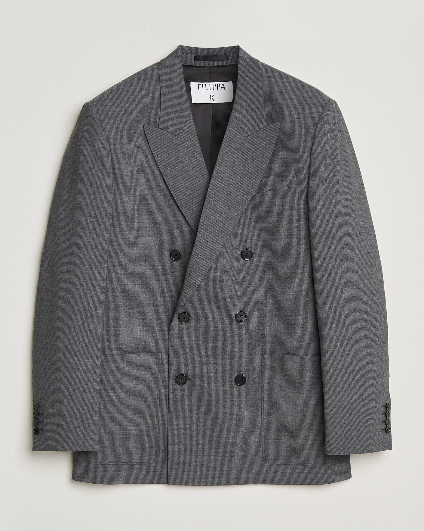 Heren | Blazers | Filippa K | Michael Wool Pinstriped Double Breasted Blazer Mid Grey