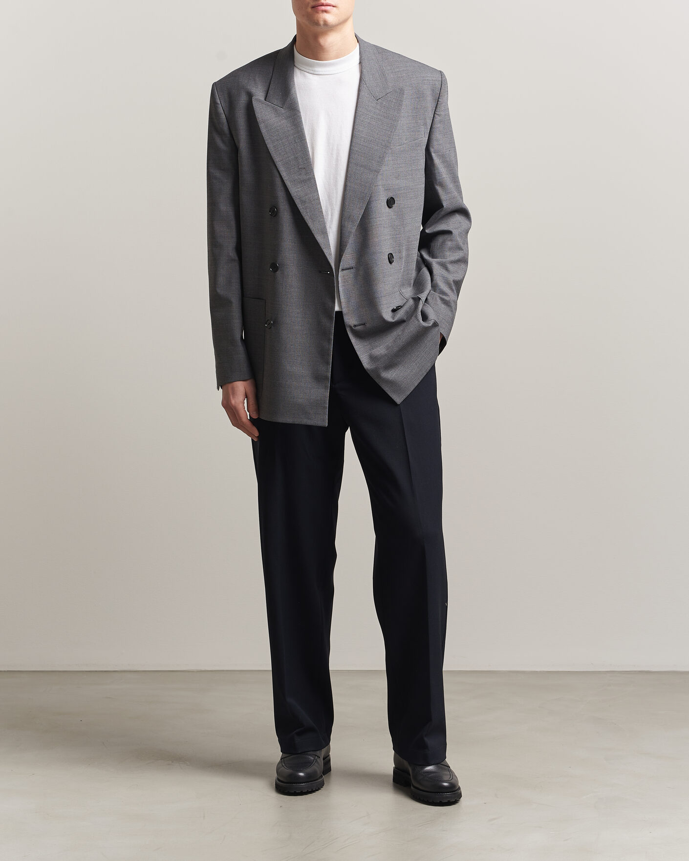 Heren | Blazers | Filippa K | Michael Wool Pinstriped Double Breasted Blazer Mid Grey