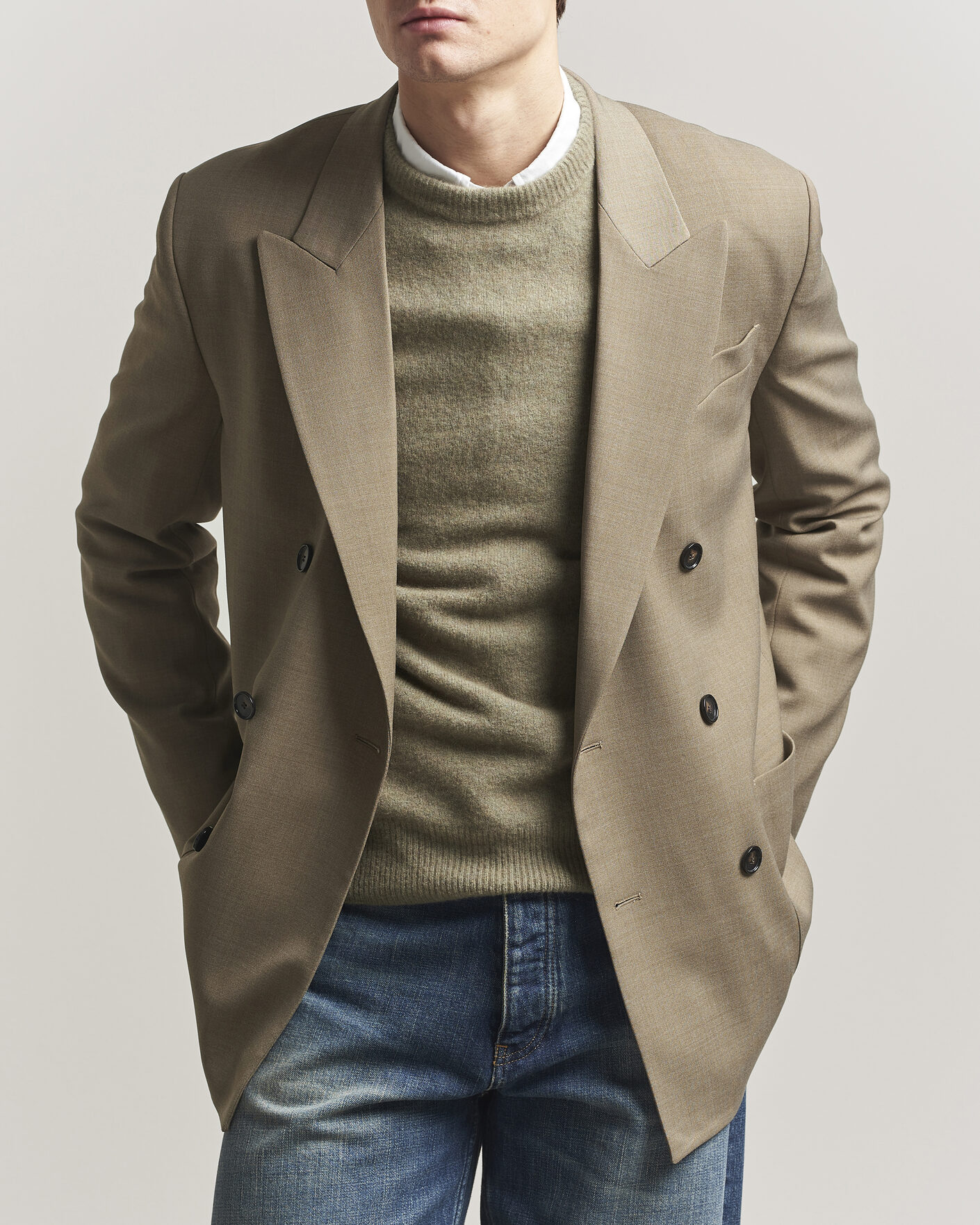 Heren | Blazers | Filippa K | Michael Wool Double Breasted Blazer Light Driftwood