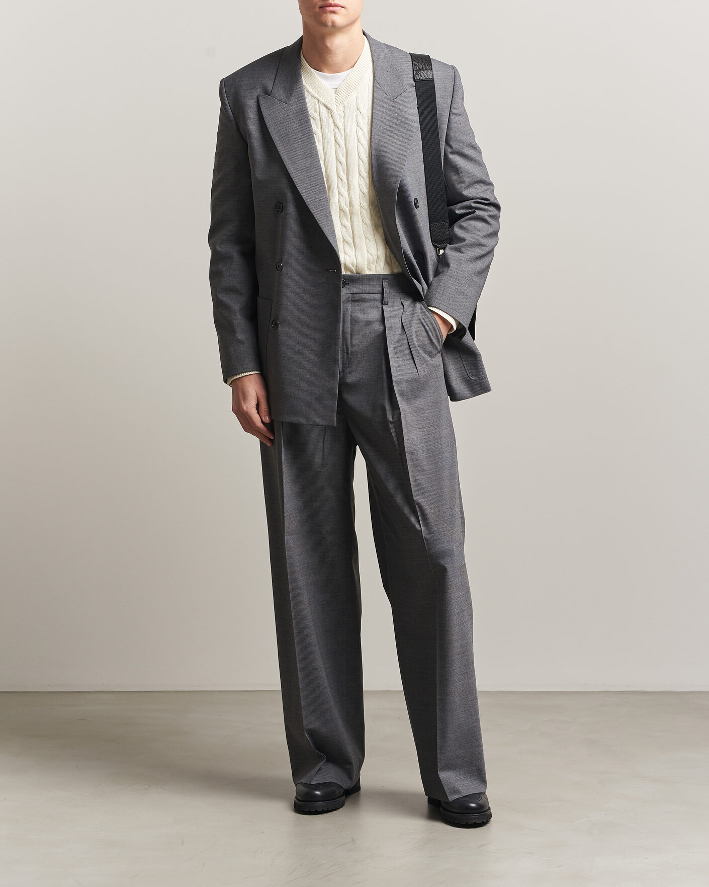 Heren | Broeken | Filippa K | Milo Wide Wool Pinstriped Trousers Mid Grey