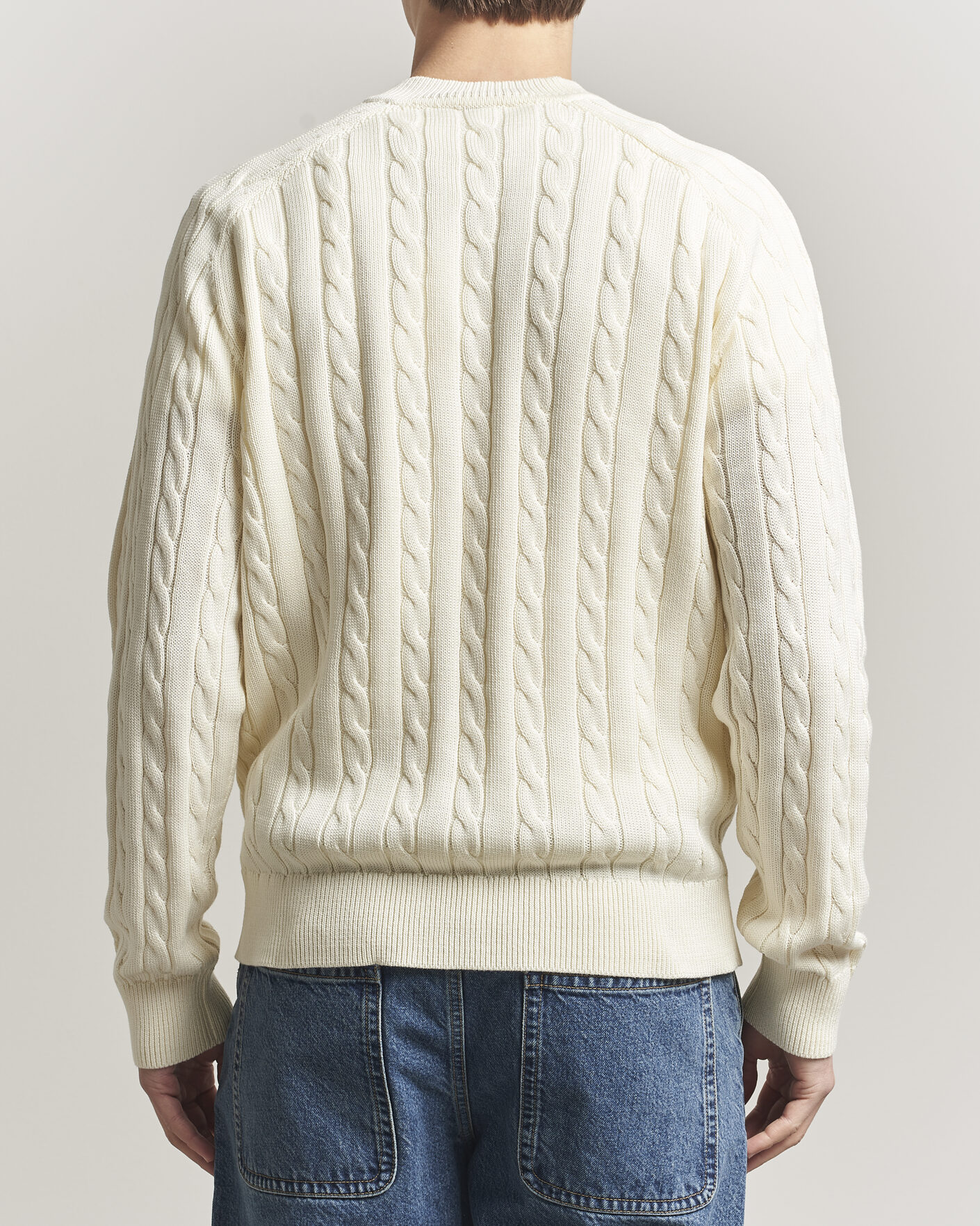 Homme | Pulls Et Tricots | Filippa K | Cotton Cable V-Neck Sweater Calico White