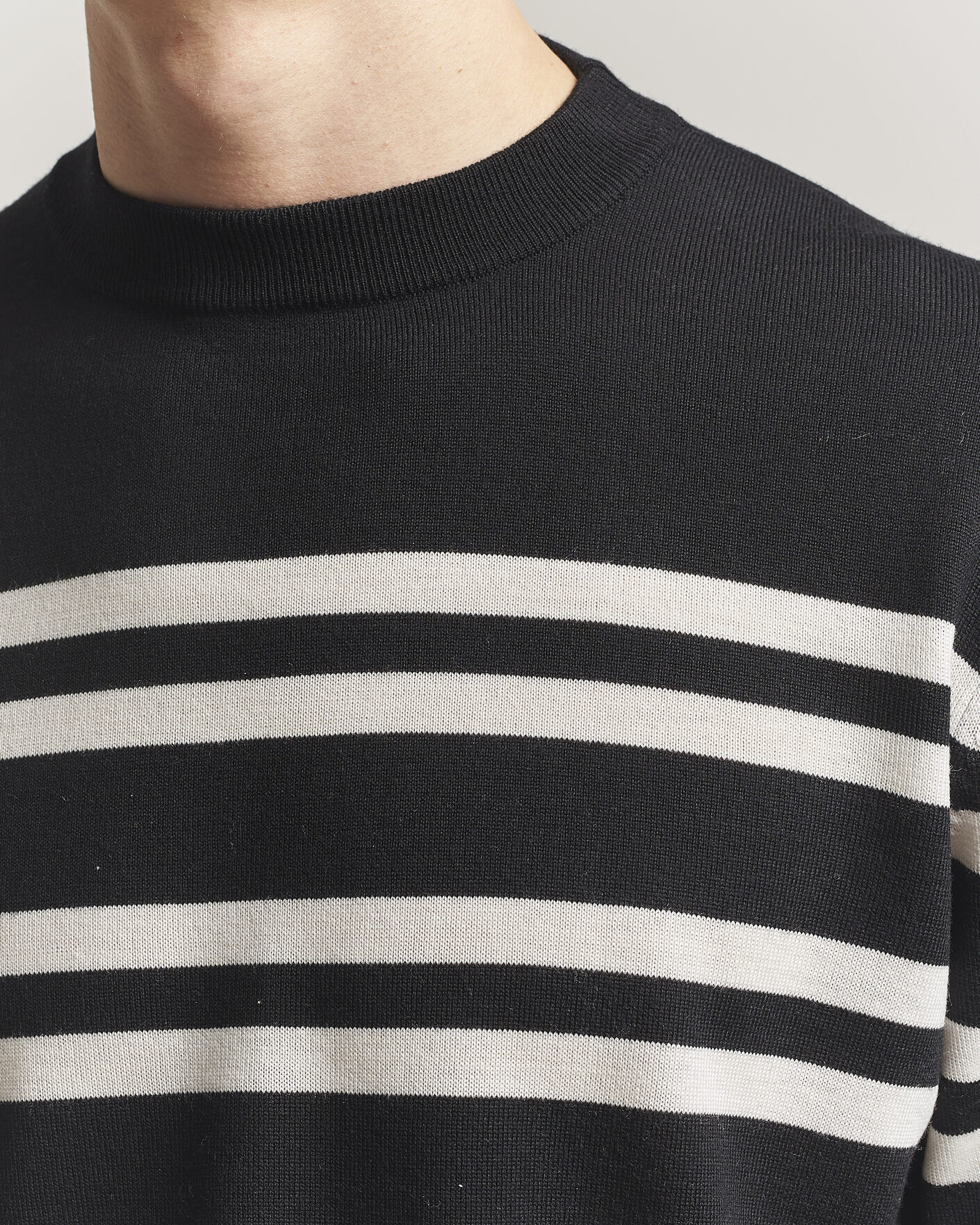 Homme | Pulls Et Tricots | Filippa K | Merino Knitted Striped Sweater Black/White